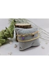 luxury steel Gold renkzirkon taşlı ay ve yıldızlı dorika zincirli Çelik halhal