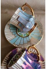 BASAMAK PORSELEN EL BOYAMA 2Lİ KAHVE FİNCAN TAKIMI