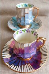 BASAMAK PORSELEN EL BOYAMA 2Lİ KAHVE FİNCAN TAKIMI