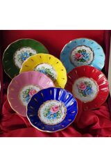 Acem El Boyama 6lı Cay Tabağı Takımı