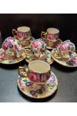 PORSELEN EL BOYAMA ALTI KİŞİLİK KAHVE FİNCAN TAKIMI