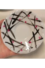 İKİNCİ KALİTE PORSELEN EL BOYAMA 6LI ÇAY TABAĞI (İADESİ YOKTUR)