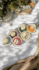 ZİKZAK EL BOYAMA 6LI KAHVE FİNCAN TAKIMI