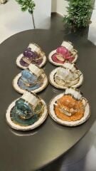 ZİKZAK EL BOYAMA 6LI KAHVE FİNCAN TAKIMI