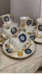 NAZAR100 6 LI EL BOYAMA PORSELEN KAHVE FİNCANI