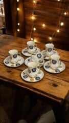 NAZAR100 6 LI EL BOYAMA PORSELEN KAHVE FİNCANI