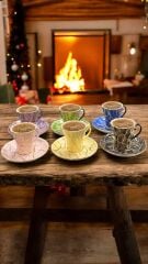 VENATO 6LI ELBOYAMA PORSELEN KAHVE FİNCAN TAKIMI