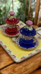 SARAY 2 Lİ EL BOYAMA KAHVE FİNCAN TAKIMI