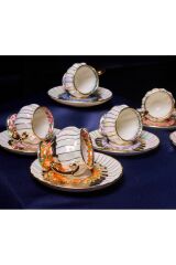 Porselen el boyama Arnima 6li kahve fincan takimi