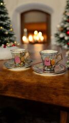 TRİPAZ 2Lİ EL BOYAMA KAHVE FİNCAN SETİ