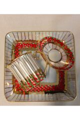 ARNİ PORSELEN EL BOYAMA TEK KİŞİLİK KAHVE FİNCAN SETİ