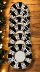 Lusso Nero | Porselen El Boyama 6’lı Türk Kahvesi Fincan Takımı