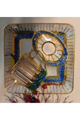 ARNİ PORSELEN EL BOYAMA TEK KİŞİLİK KAHVE FİNCAN SETİ