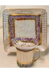 ARNİ PORSELEN EL BOYAMA TEK KİŞİLİK KAHVE FİNCAN SETİ