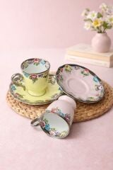 CEYLAN 2 KİŞİLİK PORSELEN EL BOYAMA KAHVE FİNCAN TAKIMI