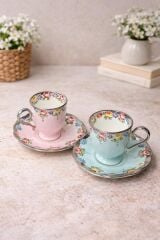 CEYLAN 2 KİŞİLİK PORSELEN EL BOYAMA KAHVE FİNCAN TAKIMI