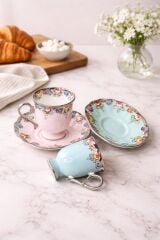 CEYLAN 2 KİŞİLİK PORSELEN EL BOYAMA KAHVE FİNCAN TAKIMI