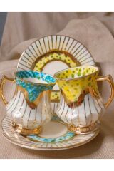 ARNİ PORSELEN EL DEKOR BOYAMA 2Lİ KAHVE FİNCANI