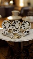 ZEBRA 6 LI PORSELEN EL BOYAMA KAHVE FİNCAN TAKIMI