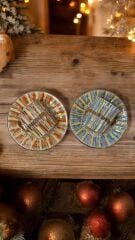 LİNE 2 Lİ PORSELEN EL BOYAMA KAHVE FİNCAN TAKIMI