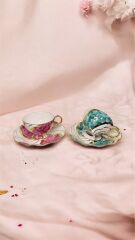 LAPA 2 Lİ EL BOYAMA PORSELEN KAHVE FİNCAN TK.