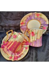 Bagü Porselen El Boyama 2li Kahve Fincan Takımı