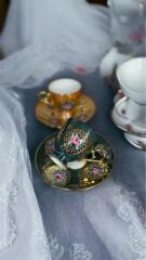 HÜNKAR 2 Lİ PORSELEN EL BOYAMA KAHVE FİNCAN TAKIMI