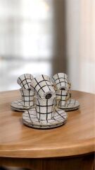 BLACK DAMA PORSELEN EL BOYAMA 6 LI KAHVE FİNCAN TAKIMI