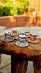 SİRİ 6 LI PORSELEN EL BOYAMA KAHVE FİNCAN TAKIMI