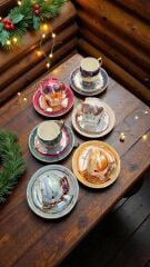 BOSNA SİRİ 6 LI PORSELEN EL BOYAMA KAHVE FİNCAN TAKIMI