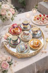 BOSNA SİRİ 6 LI PORSELEN EL BOYAMA KAHVE FİNCAN TAKIMI