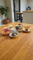 BOSNA SİRİ 6 LI PORSELEN EL BOYAMA KAHVE FİNCAN TAKIMI