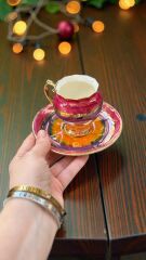 BOSNA SİRİ 2Lİ PORSELEN EL BOYAMA TÜRK KAHVE FİNCAN TAKIMI