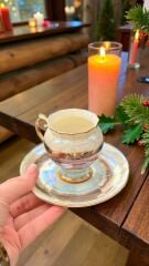 BOSNA SİRİ 2 Lİ EL BOYAMA PORSELEN KAHVE FİNCANI