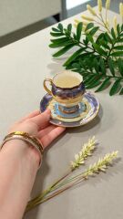 BOSNA SİRİ 2 Lİ EL BOYAMA PORSELEN KAHVE FİNCAN TAKIMI