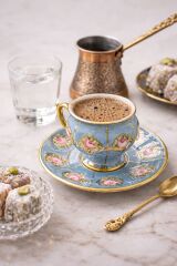 GÜLZAR 2 Lİ EL BOYAMA TÜRK KAHVESİ FİNCAN TAKIMI