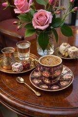 GÜLZAR 2 Lİ EL BOYAMA TÜRK KAHVESİ FİNCAN TAKIMI