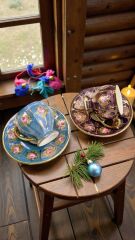 GÜLZAR 2 Lİ EL BOYAMA TÜRK KAHVESİ FİNCAN TAKIMI