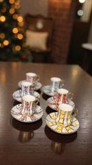 CAPRİ 6 LI PORSELEN EL BOYAMA KAHVE FİNCAN TAKIMI