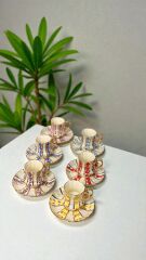 CAPRİ 6 LI PORSELEN EL BOYAMA KAHVE FİNCAN TAKIMI