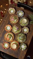 EVORA 6 LI EL BOYAMA KPORSELEN KAHVE FİNCAN VE LOKUMLUK TAKIMI