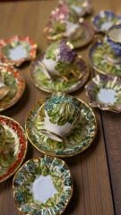 EVORA 6 LI EL BOYAMA KPORSELEN KAHVE FİNCAN VE LOKUMLUK TAKIMI