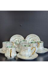 Porselen El Boyaması Bride Altılı Kahve Fincan Seti