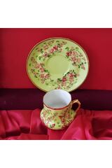 Cicek Bahcesi El Boyama Kahve Fincani