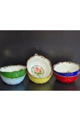 Porselen El Boyaması 6 Lı Yaprak Çerezlik