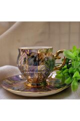 Ebruli Porselen El Boyama 2li Fincan Takımı