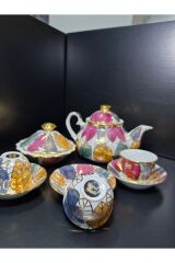 Porselen El Boyaması Çay Seti