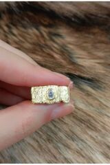 ALTIN KAPLAMA ZİRKON TAŞLI AYARLANABİLİR YÜZÜK