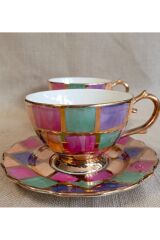 PORSELEN EL BOYAMA 2Lİ ÇAY FİNCAN TAKIMI (İADESİ YOKTUR)