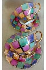 PORSELEN EL BOYAMA 2Lİ ÇAY FİNCAN TAKIMI (İADESİ YOKTUR)